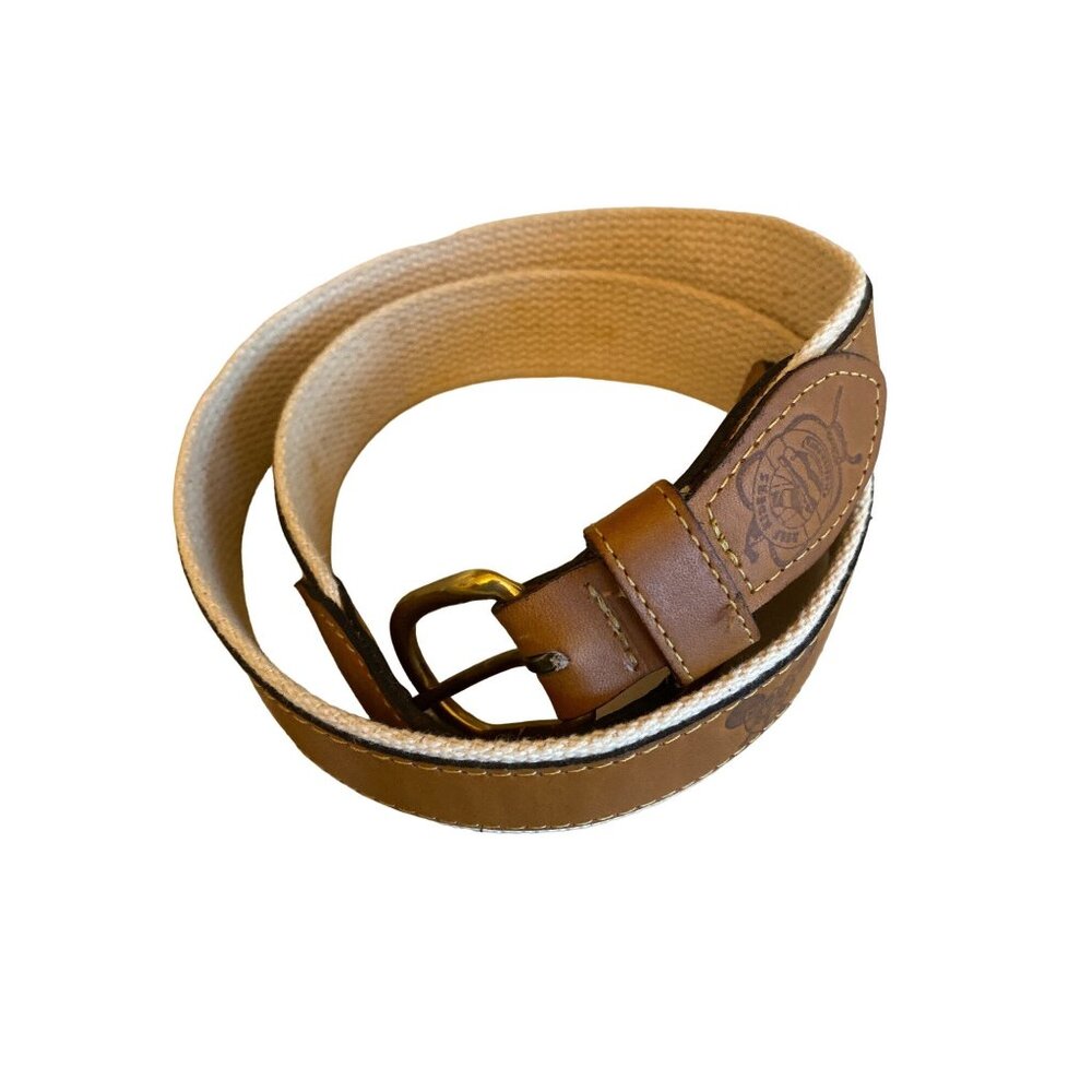 Hilton Head Leather & Canvas Mens Belt With Brass Buckle Size 36